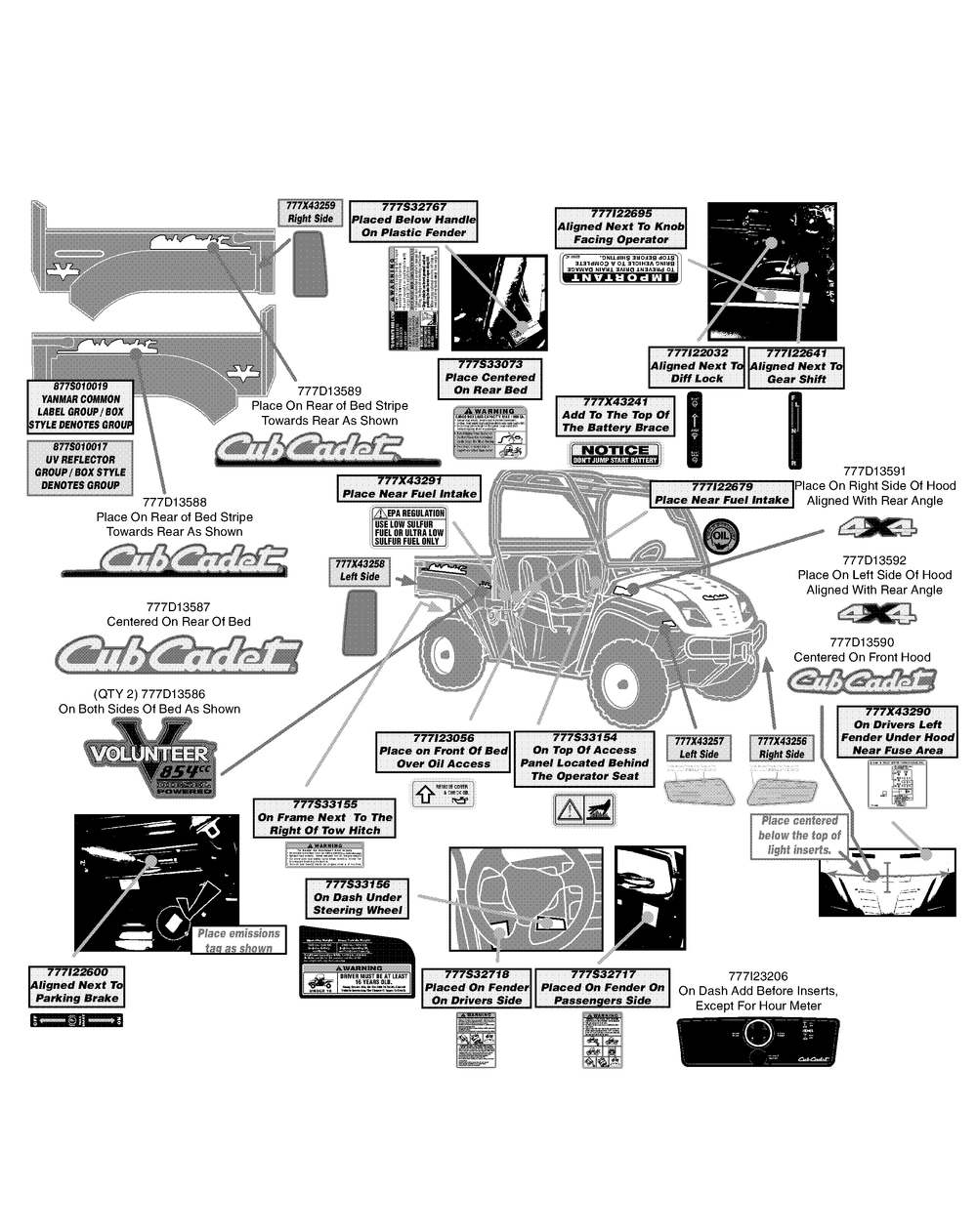 Label Map K46g Diagram and Parts List for 46G 4X4-1I019G-Before-37AKD710 Cub Cadet Lawn Tractor Accessories